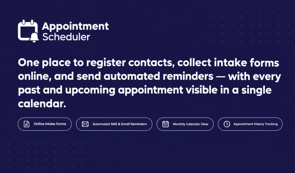 Appointment Scheduler software banner — appointment scheduling and client-intake platform by DataEmbed